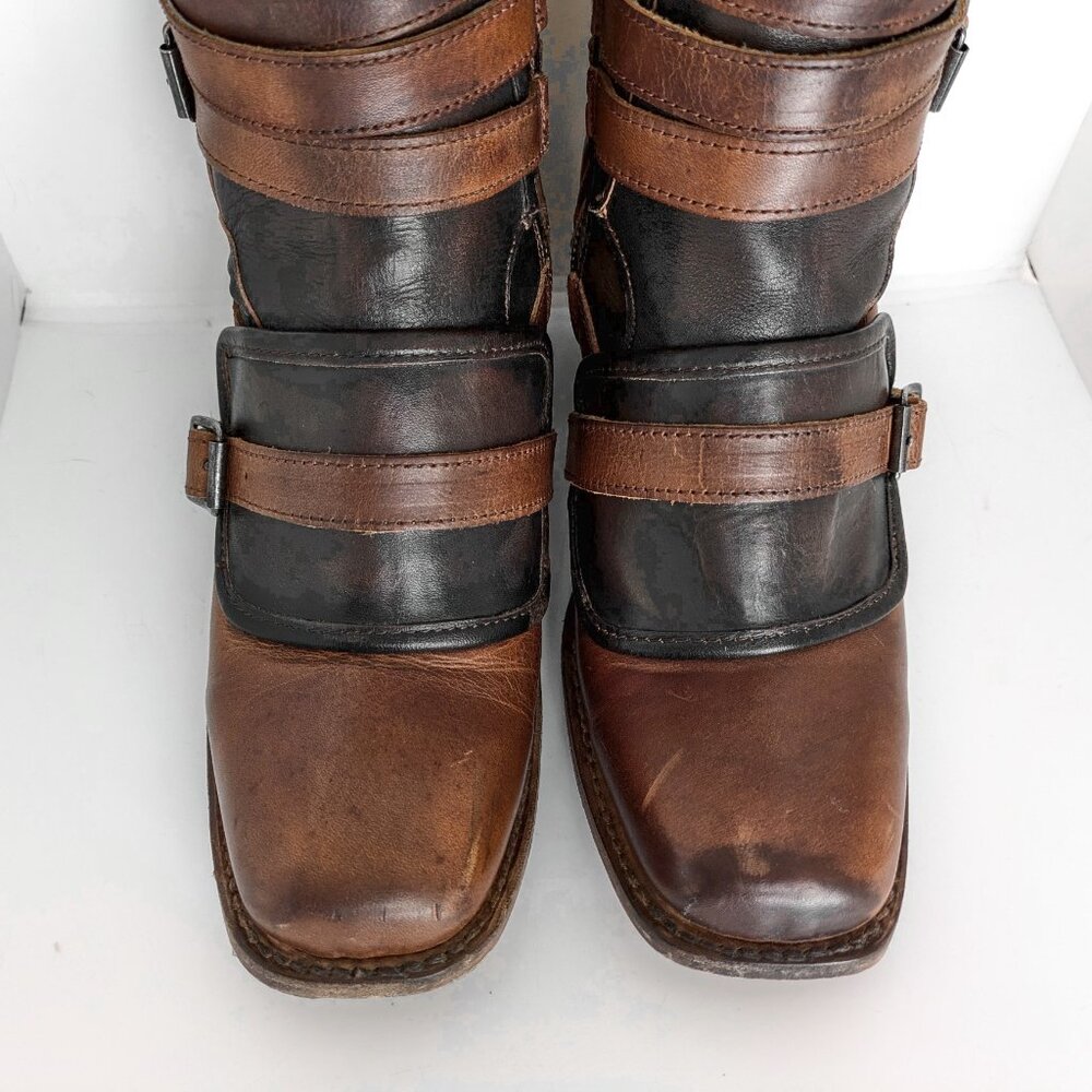Freebird Darlin Cognac Size 11 Leather Strappy Ankle Boots Square Toe - Picture 8 of 14